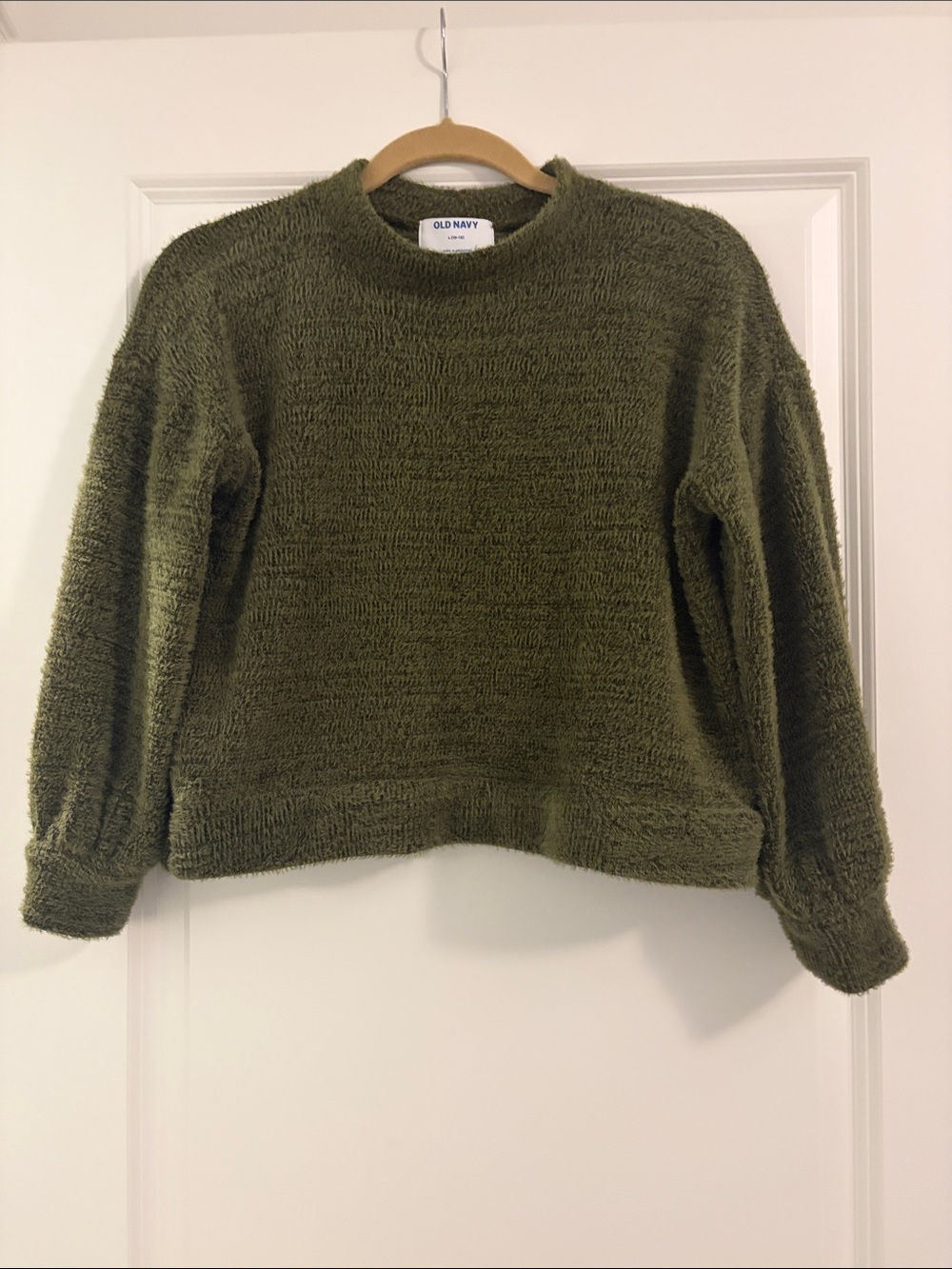 NWOT Girls Old Navy Olive Plush Crewneck Pullover Sweater